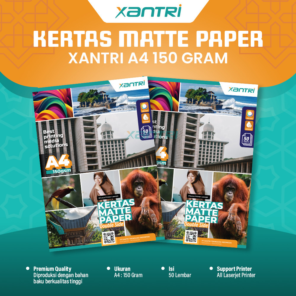 Xantri - Kertas Matte Paper Double Side A4 120gsm 50 Lembar / 20 Lembar A4 150gsm 50 Lembar Sheets K
