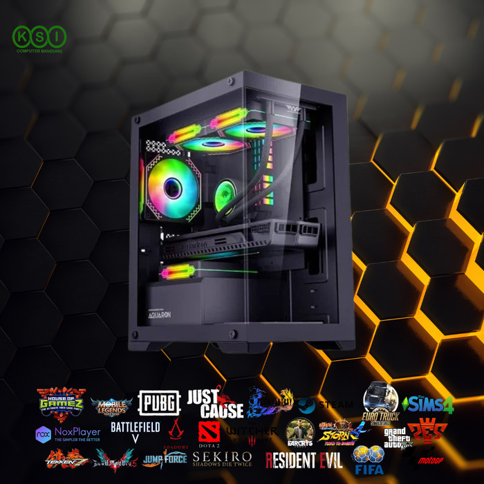 KSI PC GAMING Intel Core i5 10400F Lengkap Monitor+Keyboard Mouse Mantap.