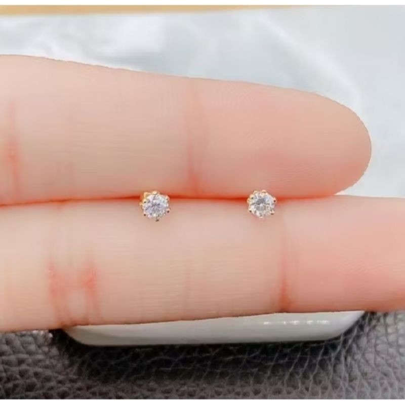 ANTING TUSUK TITANIUM MATA SATU GOLD SILVER ANTING GIWANG ANAK DAN WANITA DEWASA ANTI LUNTUR ANTI KA