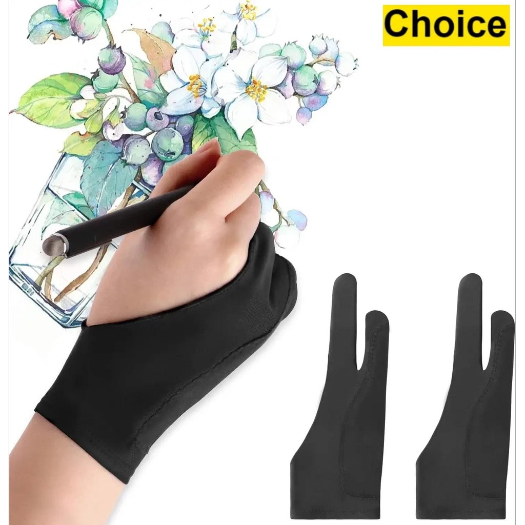 

S/M/L Two-Finger Drawing Gloves Anti-touch Anti-fouling for Tablet Digital Board Touch Screen Oil Painting Office Art Supplies