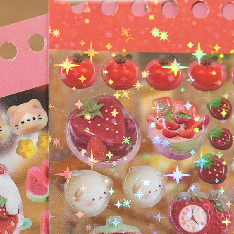 

2Style 48Pcs/bag Flash Sand Cut Film Sticker Book Creative DIY Handbook Material Decoration Phone Case Journal Scrapbook Calenda