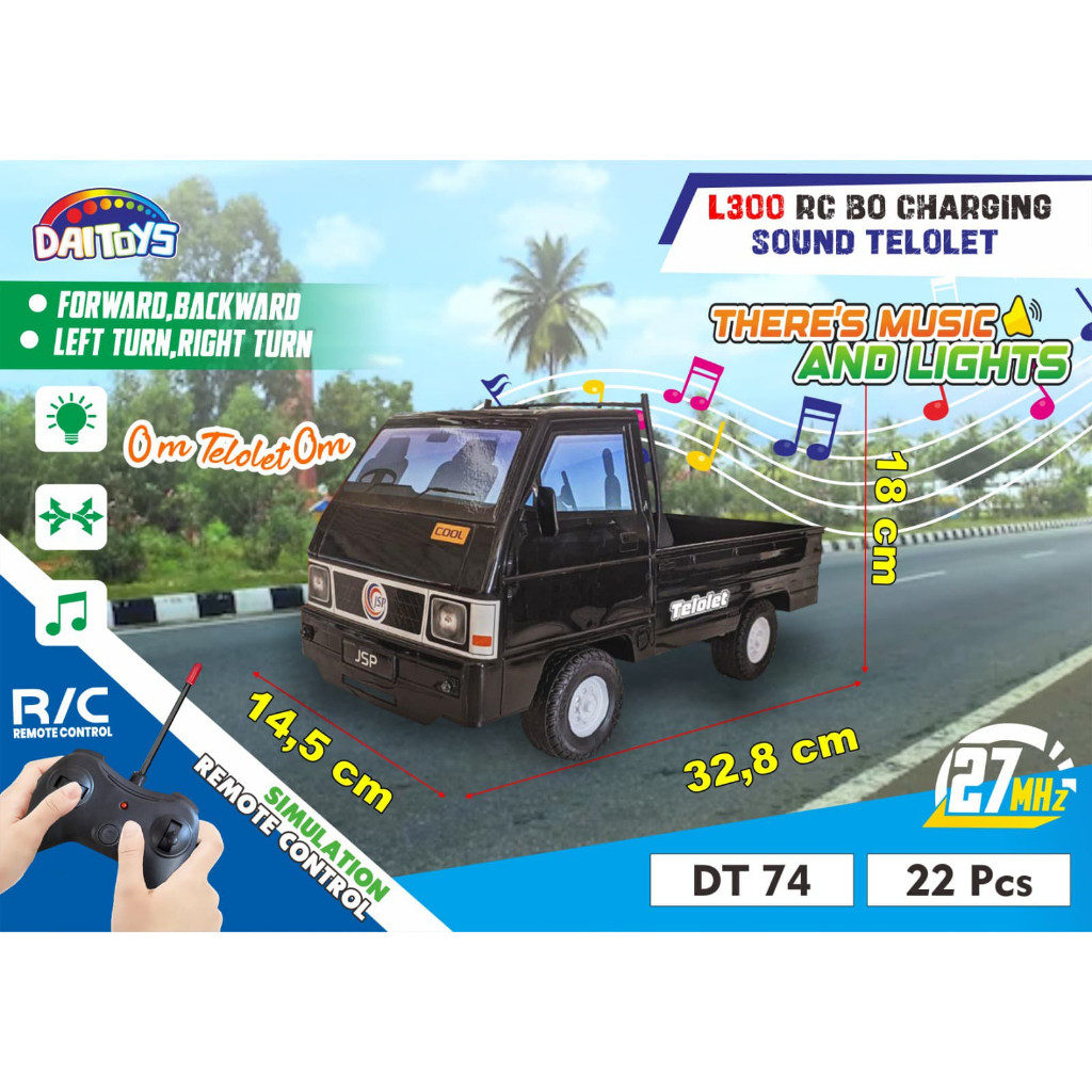 MUL MAINAN ANAK MOBIL RC PICK UP L300 MUSIK TELOLET & OK GAS UKURAN JUMBO BATERAI CAS / Mainan Mobil