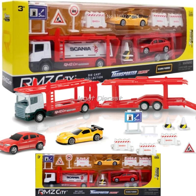 RMZ Mainan Mobil Mobilan Truk Transport Truck Scania Transporter Jagat Diecast