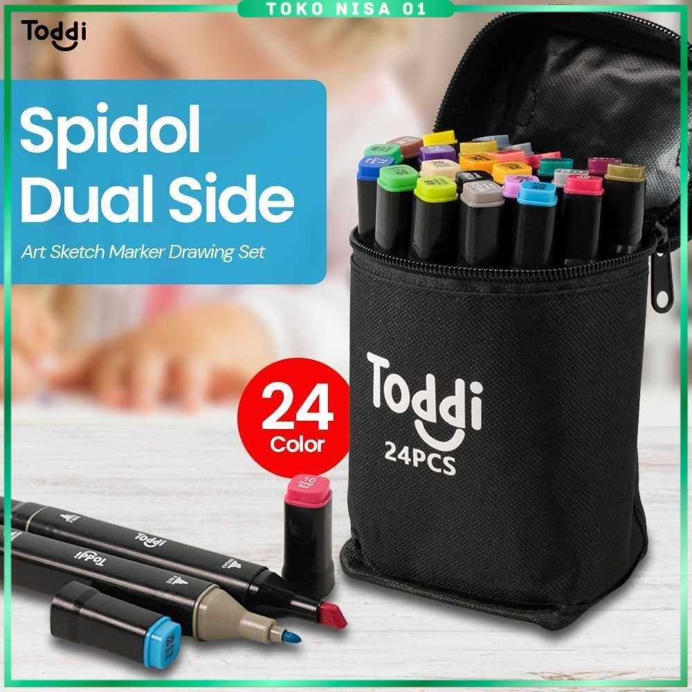 

Toddi Spidol Dual Side Fine Art Marker Brush Double Tip 1.0mm 6.0mm - CY-006