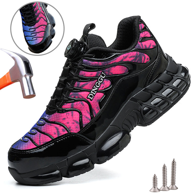 Rotating Button Safety Shoes Men Steel Toe Work Shoes Indestructible Security Work Sneakers Protecti