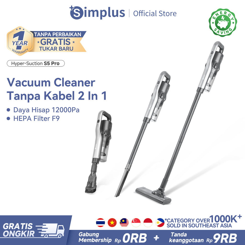 Simplus Vacuum Cleaner Cordless Penghisap Debu 12000Pa Tanpa kabel untuk Mobil Rumah 2in1