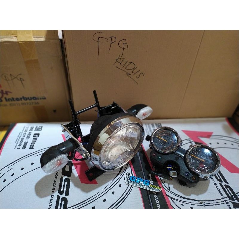 Sepaket Lampu Depan RX King New Peredam Lampu Bulat Breket Spedo Sein-paket lampu depan rx king new 