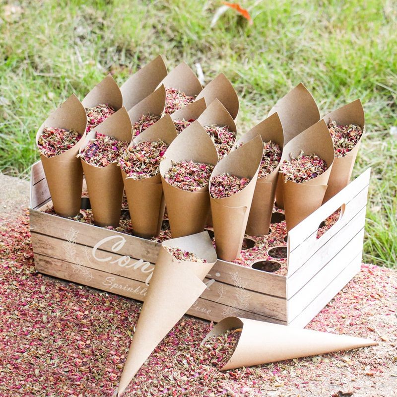 

Wood Grain Confetti Cone Holder Rose Dried Flower Petal Wedding Decor For Weddings Decor Village Wedding Party Decor Confetti
