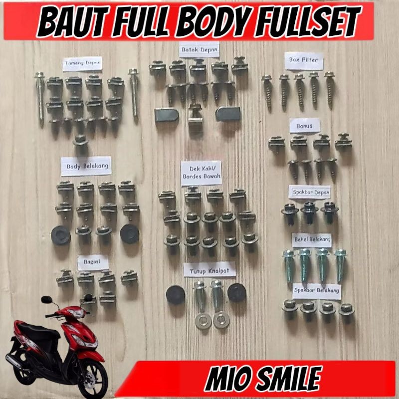 COD Baut Full Set Cover Body Yamaha Mio Smile / Baut Full Body Mio smile Lengkap