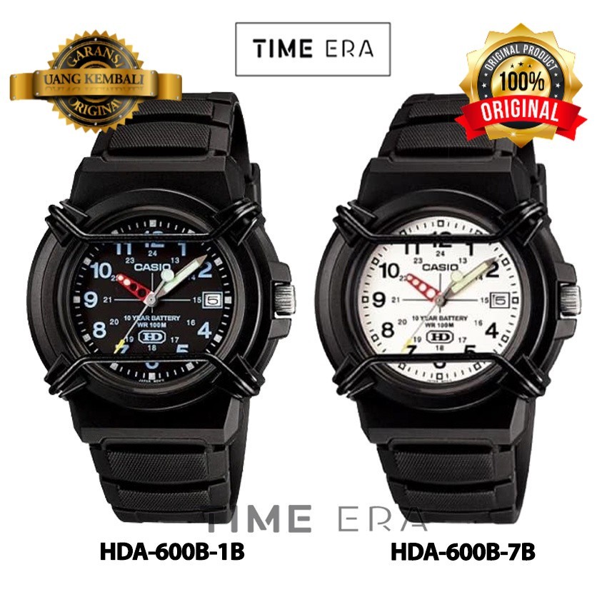 Original Jam Tangan Casio General HDA 600B-1B / HDA-600B-7B  Pria Sport Digital Karet 10 Year Batter