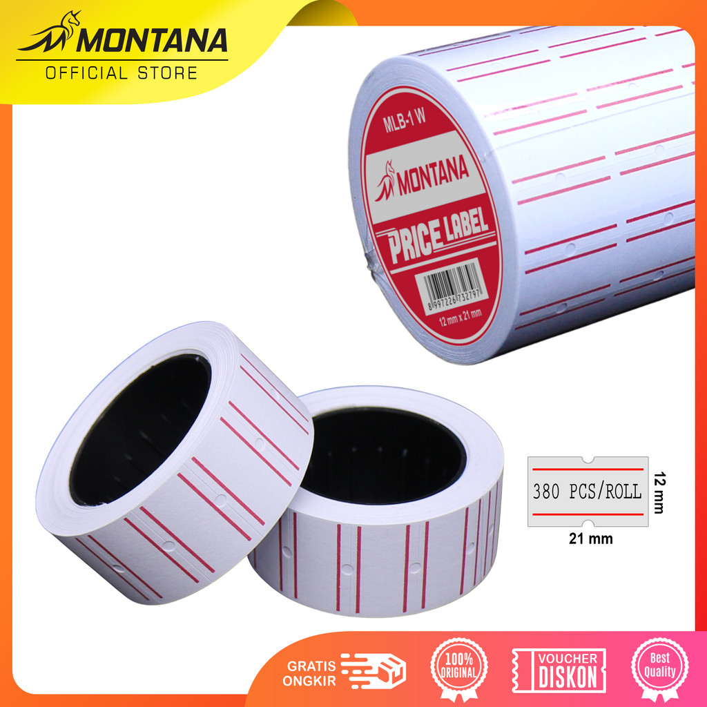 

MONTANA Kertas Label MLB-1W Hand Label Stiker Harga 1Set isi 10 Roll copy