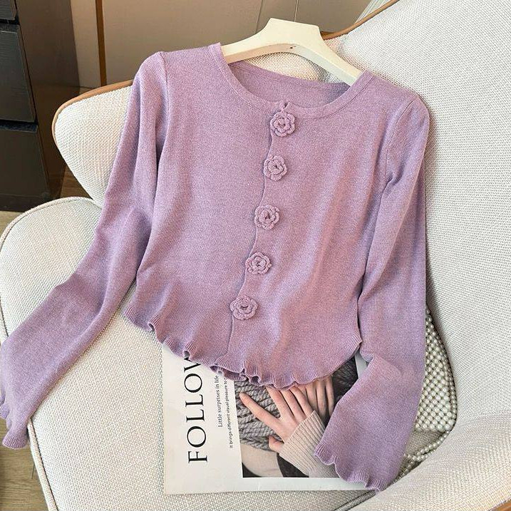 CADELAX_SHOP Gloryshop88 Atasan Rajut Blouse MAWAR Rose / Blouse Lengan Panjang Renda Bunga Mawar Lu