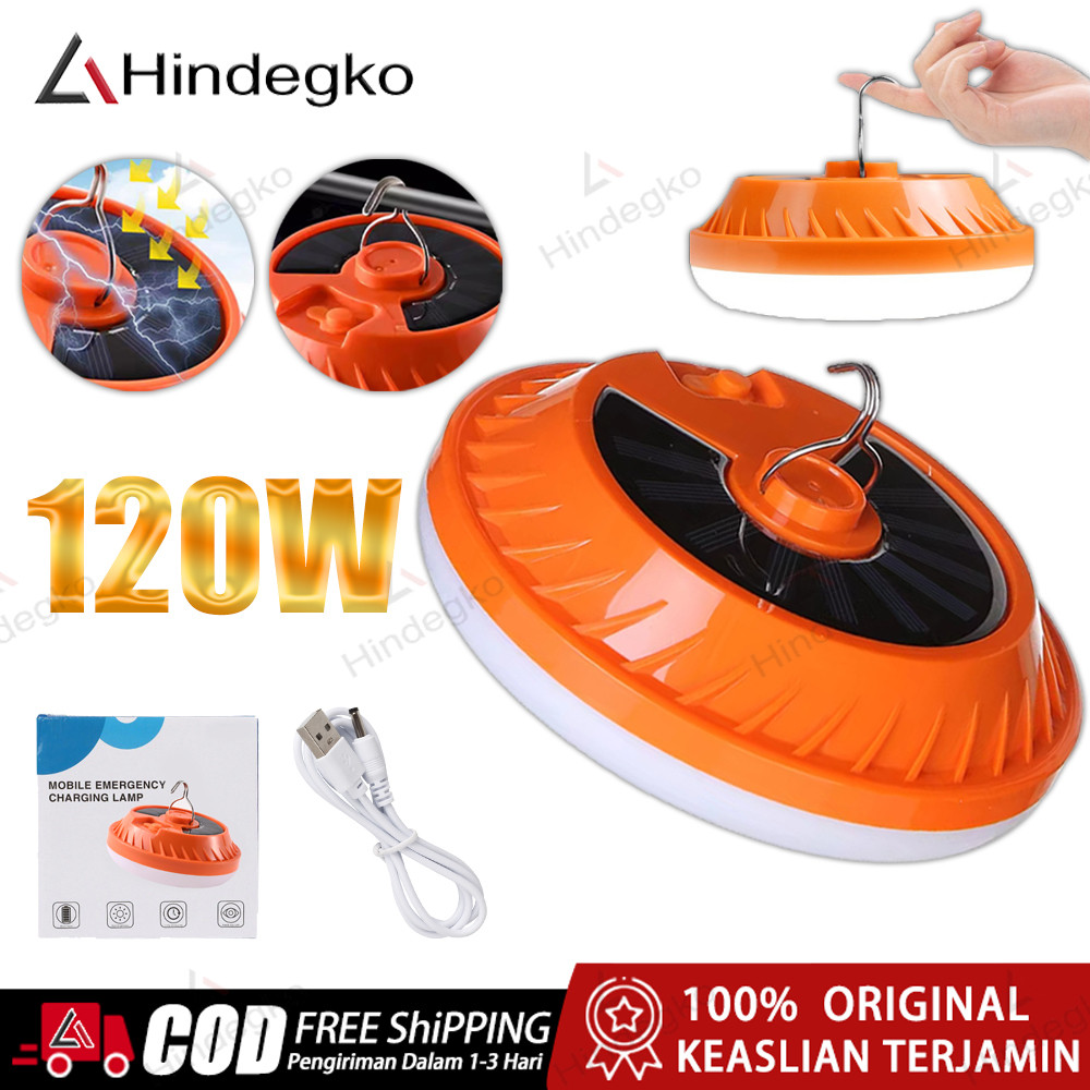NEW PRODUCT HINDEGKO LAMPU EMERGENCY TAHAN LAMA LED UFO GANTUNG SOLAR PANEL CAMPING LAMP TENAGA