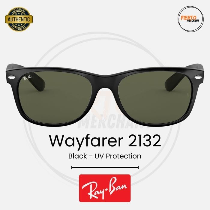 Rayban Wayfarer 2132 Ori/Original Sunglasses Hitam/Black Anti UV Protection