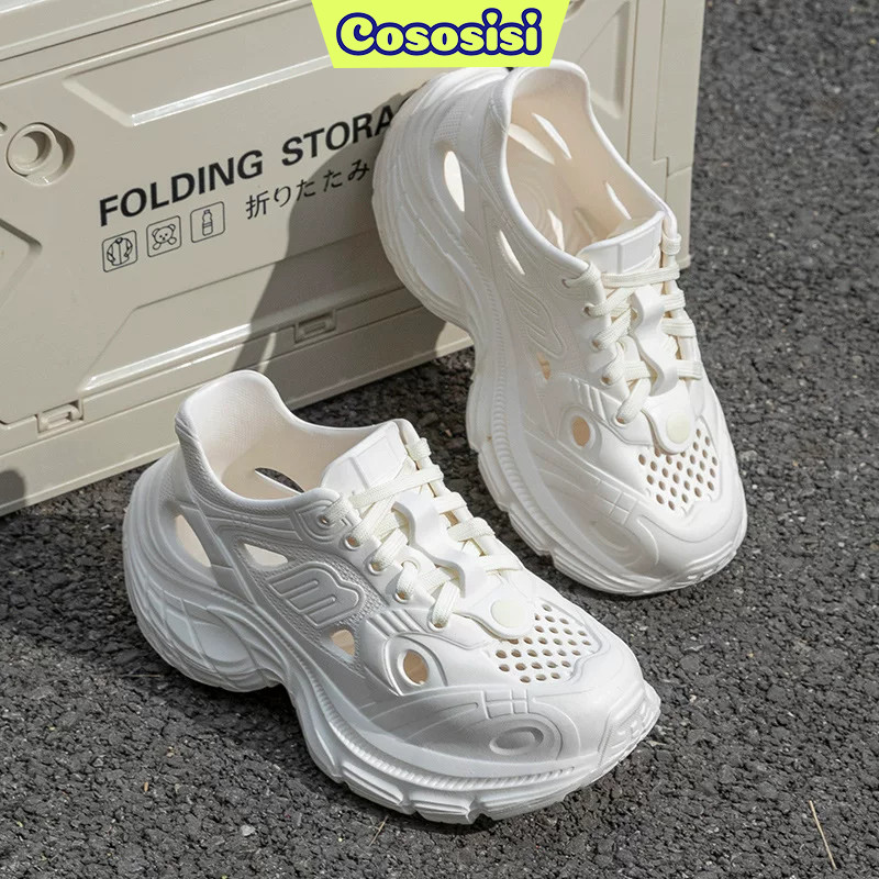 Cososisi Sandal Putih Wanita Untuk Anak-anak Dan Dewasa Sepatu Karet Tinggi Sport
