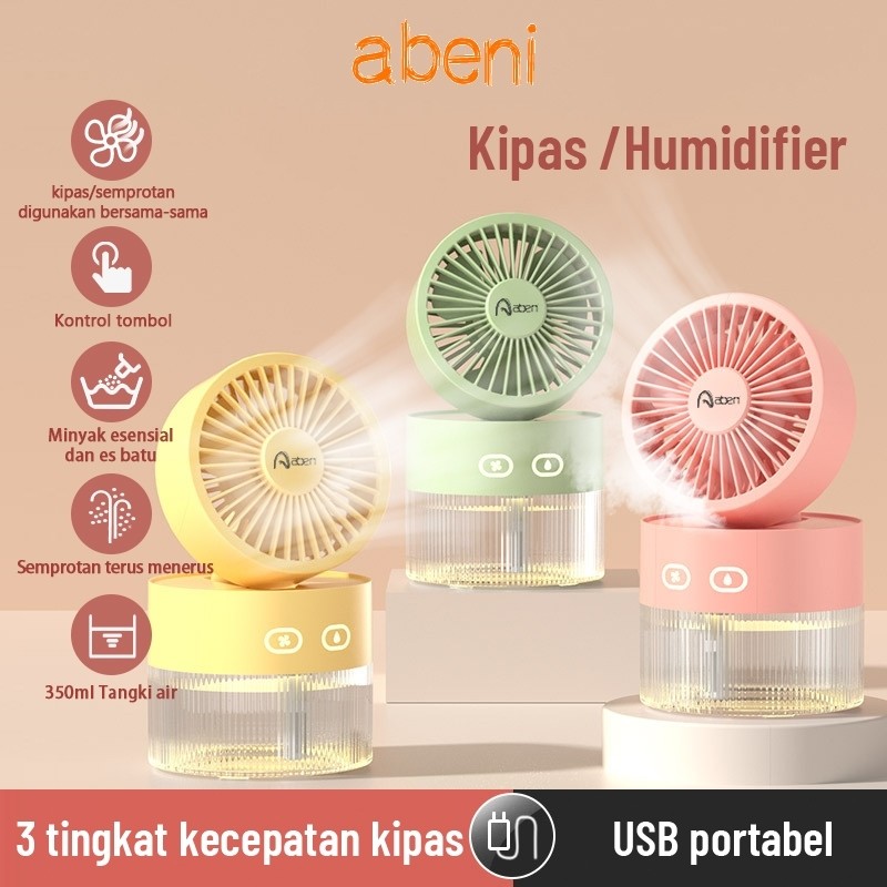 Abeni Kipas Angin Portable Mini USB  Multifungsi 3 in 1 Kipas Humidifier Diffuser With Lampu