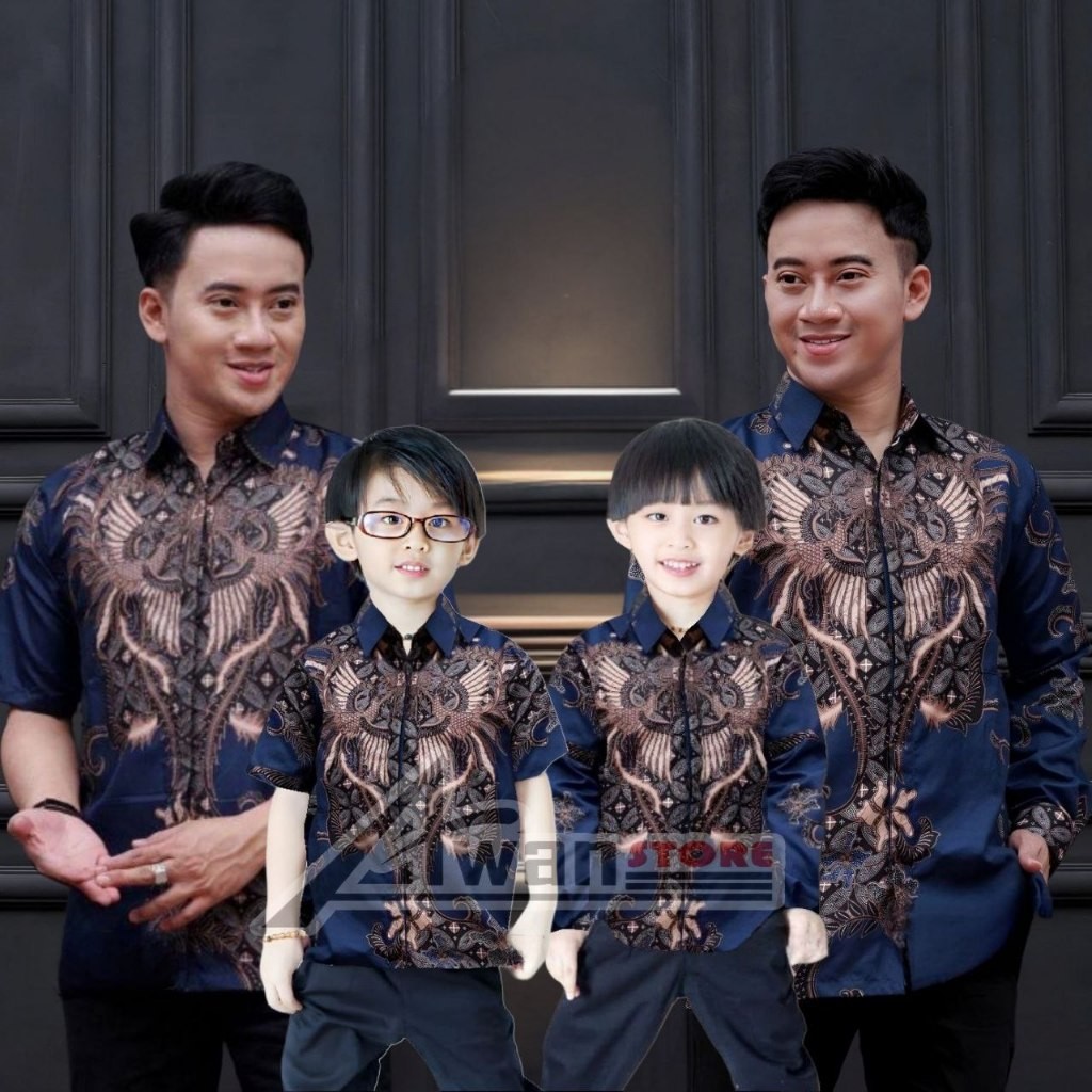 FREE ONGKIR TERBARU KEMEJA BATIK PRIA BATIK LAYANGAN BIRU NAVY BIRU DONGKER batik ayah dan Batik ana