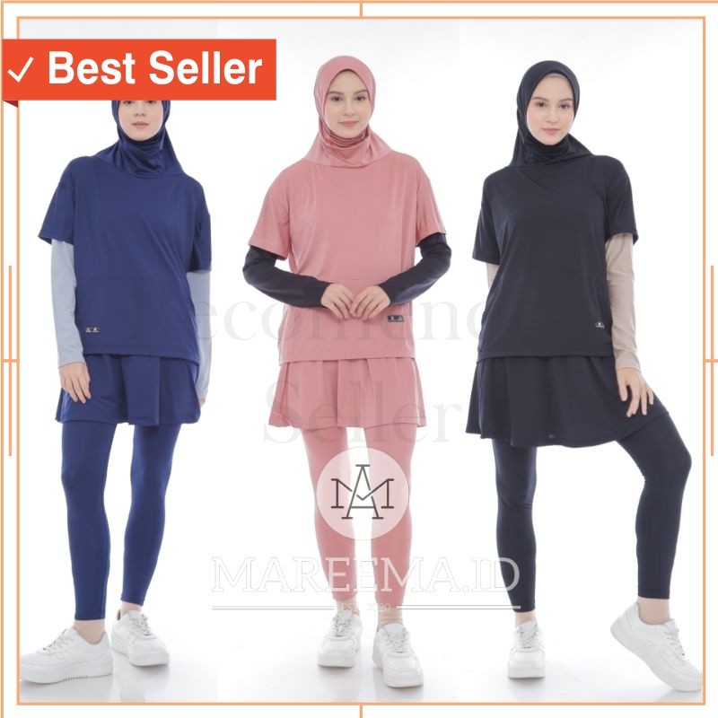 Baju jalan sehat agustusan 17an merah putih termurah / Setelan Baju Olahraga Wanita 3 In 1 Terbaru L