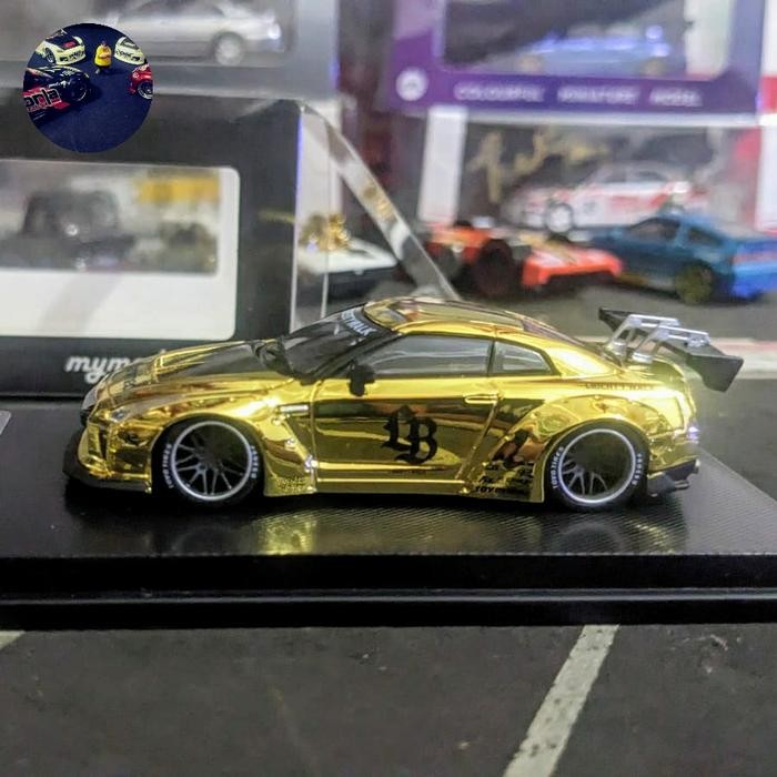 HJ99 Diecast MymodelCollect Nissan Slyline GTR R35 Gold Chrome
