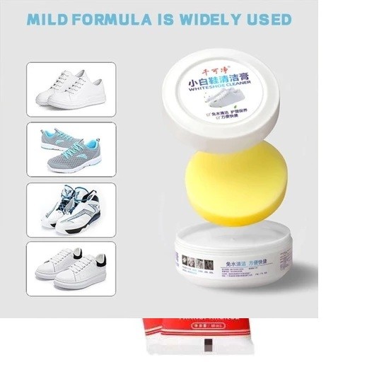 Krim Pembersih Sepatu + Spons / Krim Pemutih Sepatu / SABUN SEPATU / ALAT Pembersih Sepatu Bulat / F