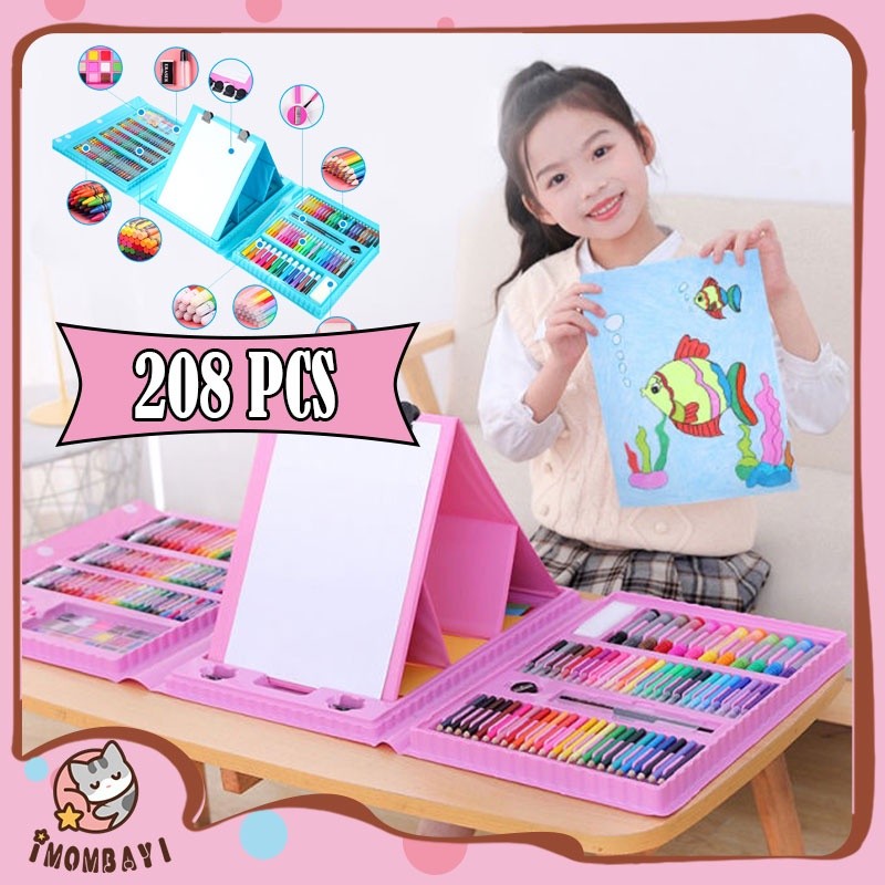 

FT VIRAL!! ART SET CRAYON MEWARNAI Pencil Warna Crayon isi 208 Papan Gambar dua sisi Set Alat Gambar anak - Set Drawing anak