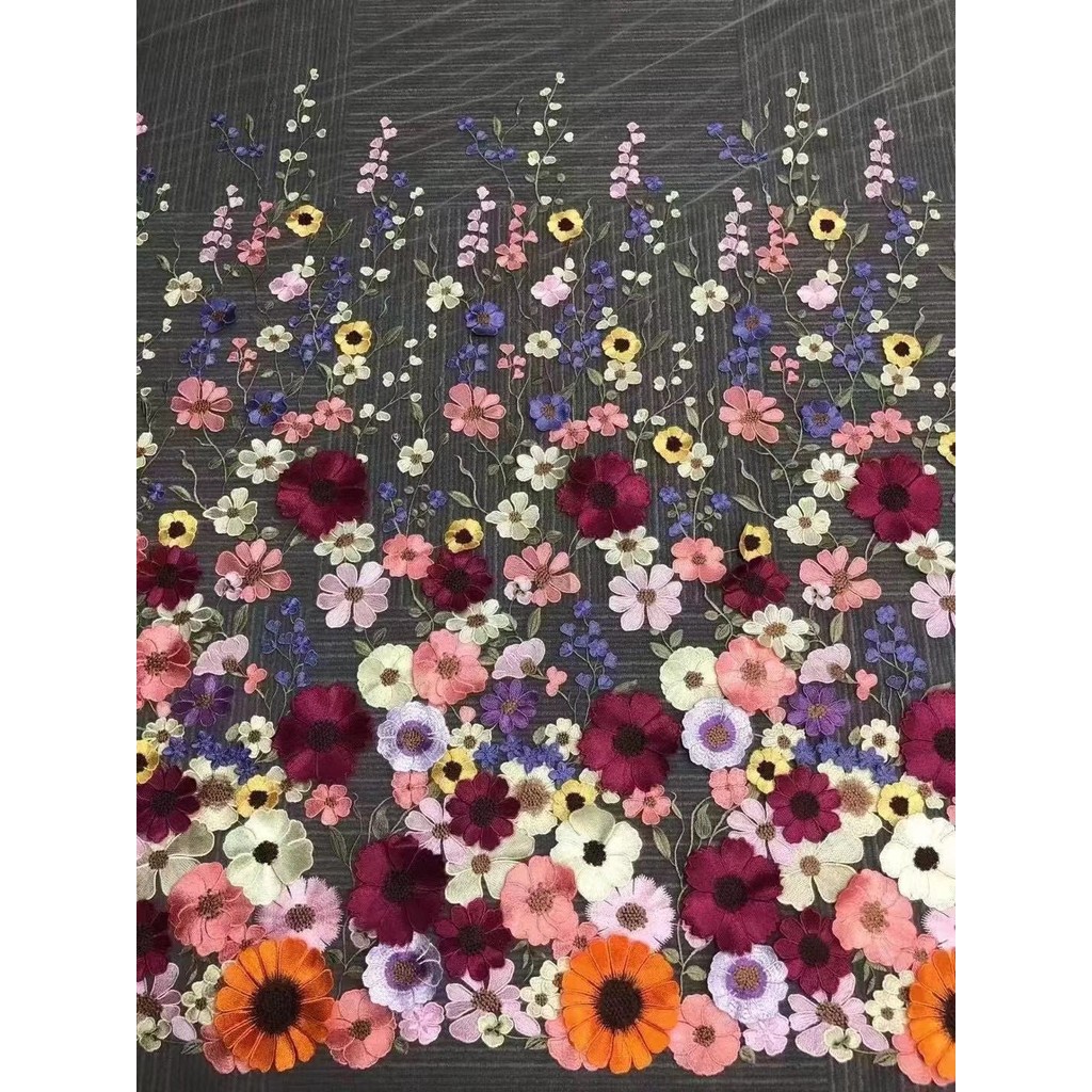 

26 Colors multicolor handmade 3D flower lace fabric colorful evening dress lace fabric fashion dress lace 130cm width fabric