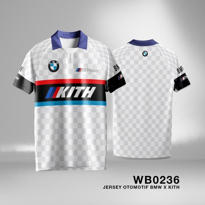 JERSEY BAJU KERAH VNECK OTOMOTIF BMW X KITH FULLPRINT NAVY PUTIH GREEN