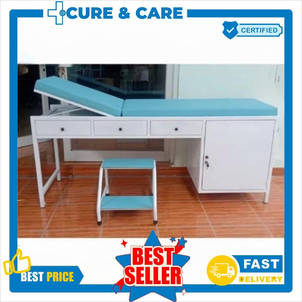 Meja periksa Pasien 1 Loker 3 Laci Meja periksa Advance Besi Meja periksa pasien besi dengan laci da