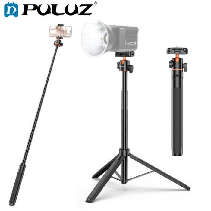 PULUZ PU730B 1.4m Phone Selfie Stick Tripod Vlog Live Streaming Holder with Phone Clip Tongsis For G