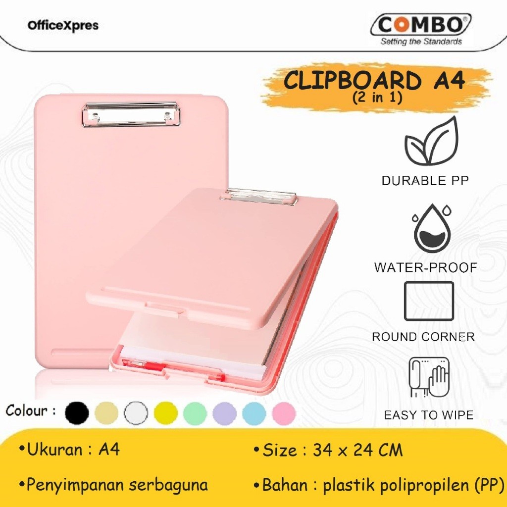

Clipboard + Storage Alas Papan Ujian / Papan Jalan 2in1 / Clipboard 2 In 1 / Clip Board A4