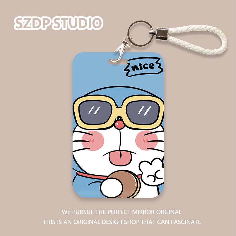 

ID CARD Kacamata hitam lucu kartun Korea pola pria gemuk biru gantungan kunci penutup pelindung kartu bank penutup pelindung kartu bus penutup pelindung kartu ID