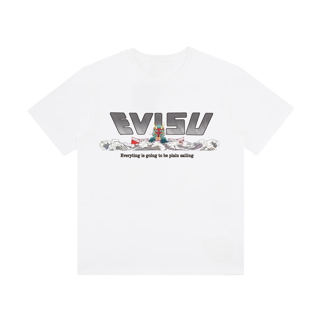 Kaos Distro EVISU  Pria Wanita d Baju Boxy Fit T Shirt - Official Merchandise