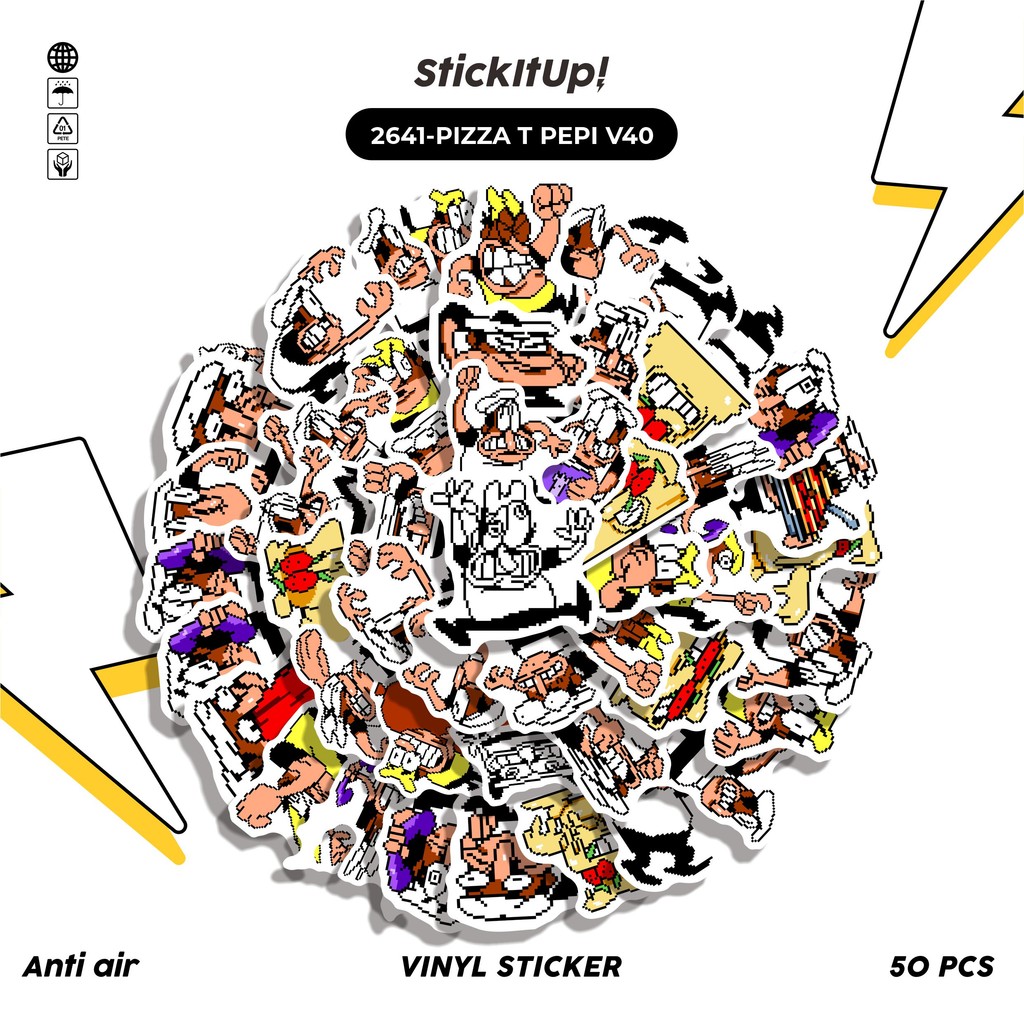 

COD✨ 50 Pcs Stiker PIZZA T PEPI V40 Lucu Anti Air Untuk Dekorasi Notebook Sepeda Skateboard Handphone DIY