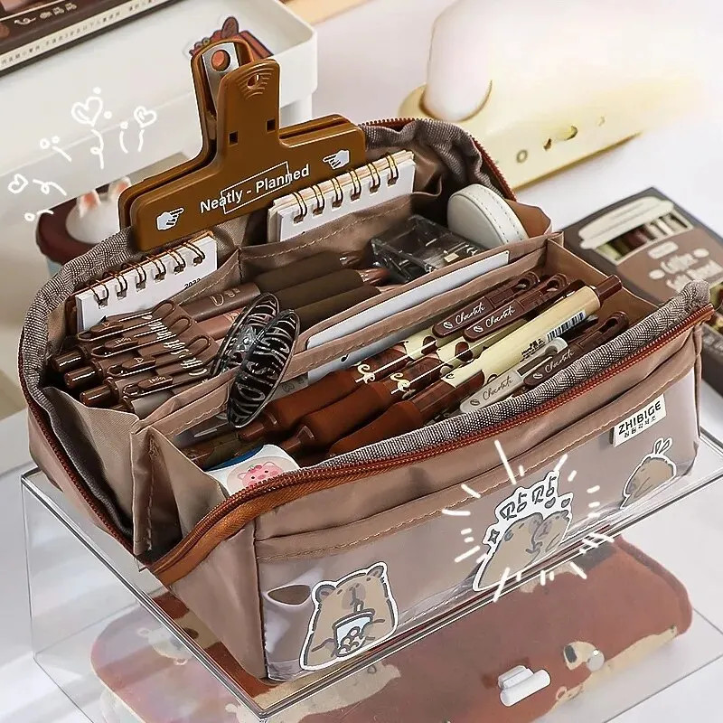 

10-tier Card-pibara High-capacity Transparent Pen Bag with Beautiful Appearance, Multi-functional Pencil Case for Children