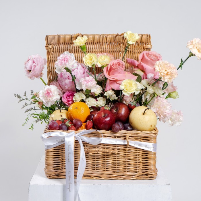 

New GRAND FRUIT PARCEL | Flower Fruit Hamper Bunga Buah Le Bliss Bouquet