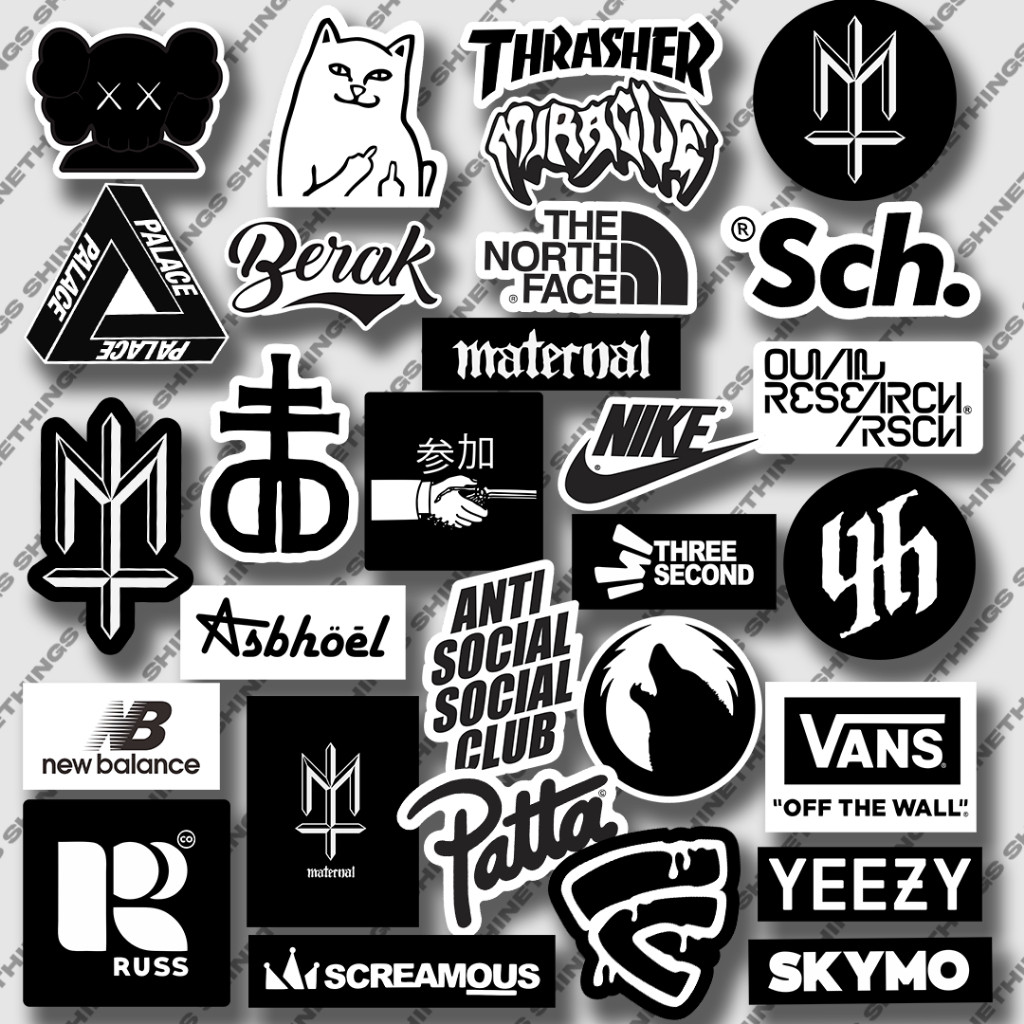 

29pcs sticker pack helm tumblr case hp laptop brand hype black white STICKER MATERNAL