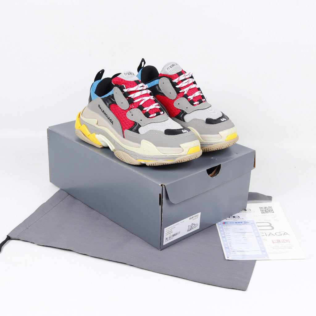 (ZEEZ) Sepatu Balenciaga Triple S Grey Red Gris Rouge