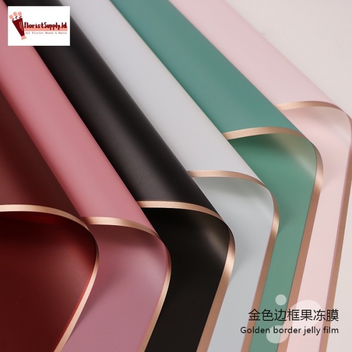 

[20 LEMBAR] FWI GOLD BORDER / Gold Border Flower Wrap / kertas bunga