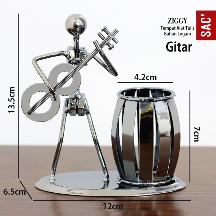 

[Collection New] ZIGGY Tempat Pen Pena Pulpen Pensil Alat Tulis Kantor Pen Holder Ornament Dekorasi Meja Besi Logam Iron Metal Stationery Organizer Souvenir Suvenir Gift Hadiah Kado - GITAR