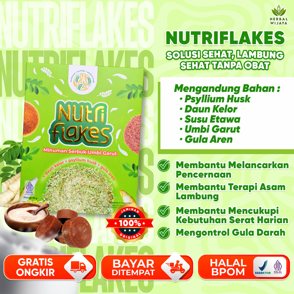 

Nutriflakes [Grosir] - Sereal Umbi Garut Atasi Maag, Gerd Akut & Asam Lambung | BPOM Halal Original