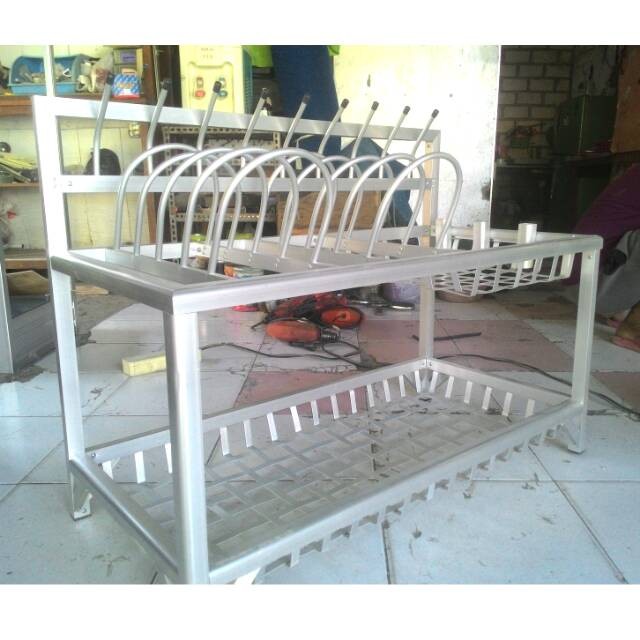 Rak Piring Wastafel Aluminium Steel Rak Cuci Piring Wastafel Rak Dapur Rak Piring Gantung