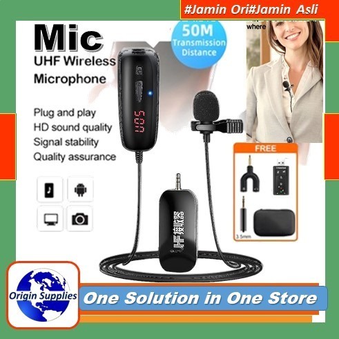Microphone Mic Clip On Wireless UHF PRANK VLOGER untuk Smartphone HP