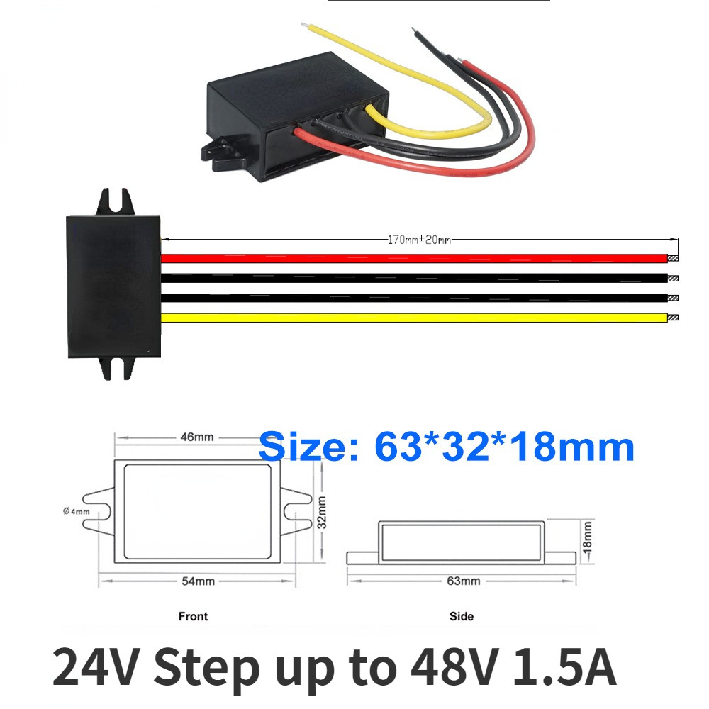 24V Step up 48V 1.5A 48Volt Regulator Transformer Power Supply 24 Volt to 48 Volt Booster DC DC Conv