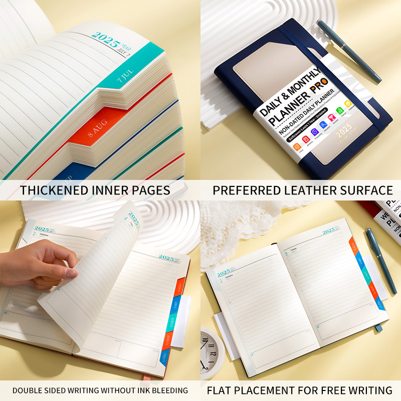 

2025 Weekly Monthly Daily Planner Notebook A5 400 Halaman Buku Rancangan One Year Planner