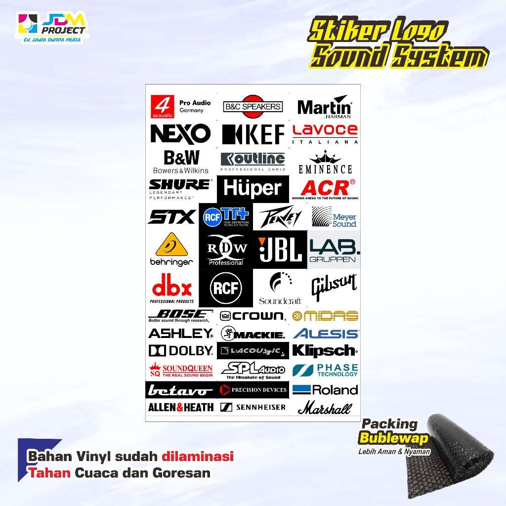 

Cetak Kilat - Stiker Sound System Audio Anti Air Sudah Di Potongi RDW HUPER SPL ASHLEY