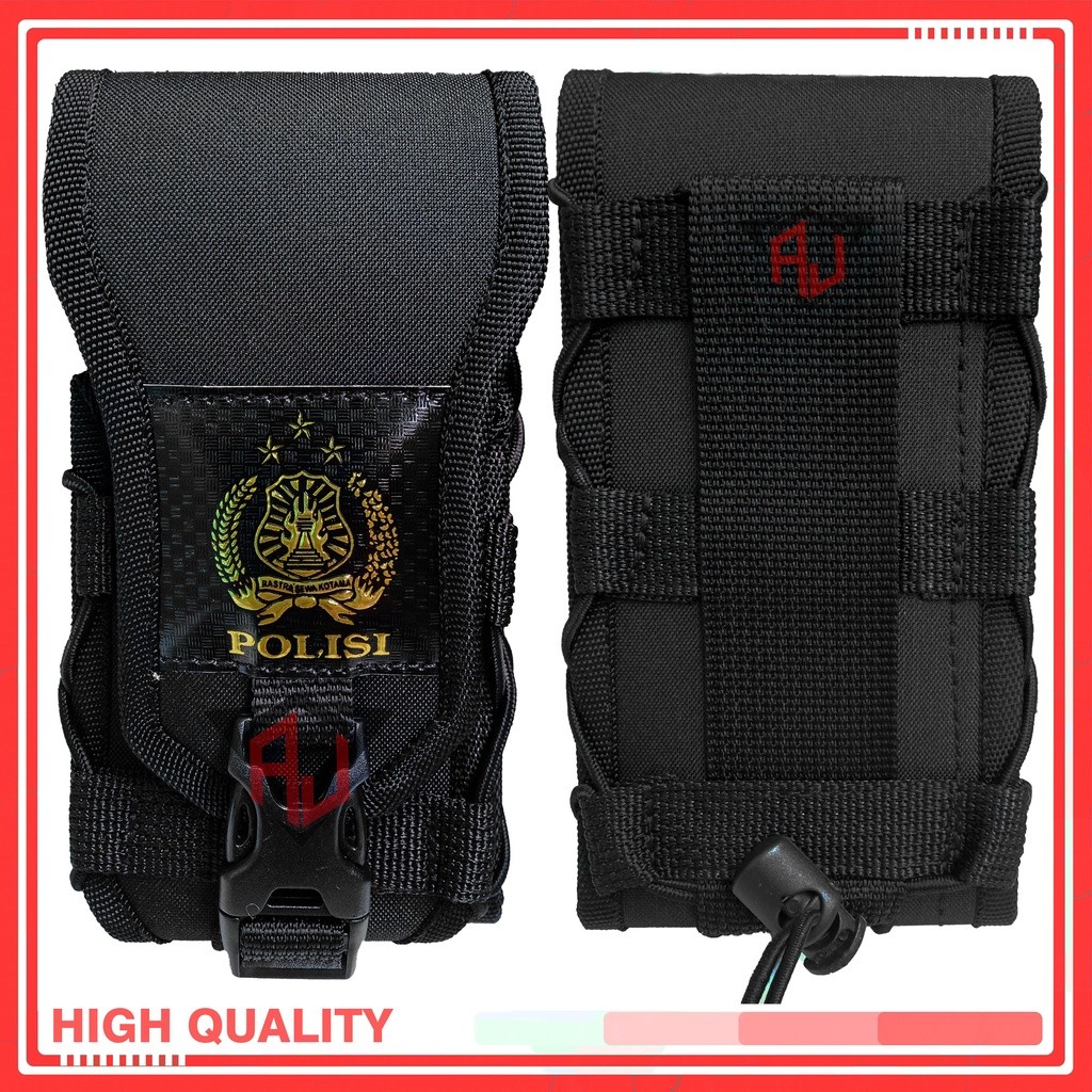 Kombess75 - Sarung Hp Polisi Sarung Hp Pinggang Tactical Logo Polisi