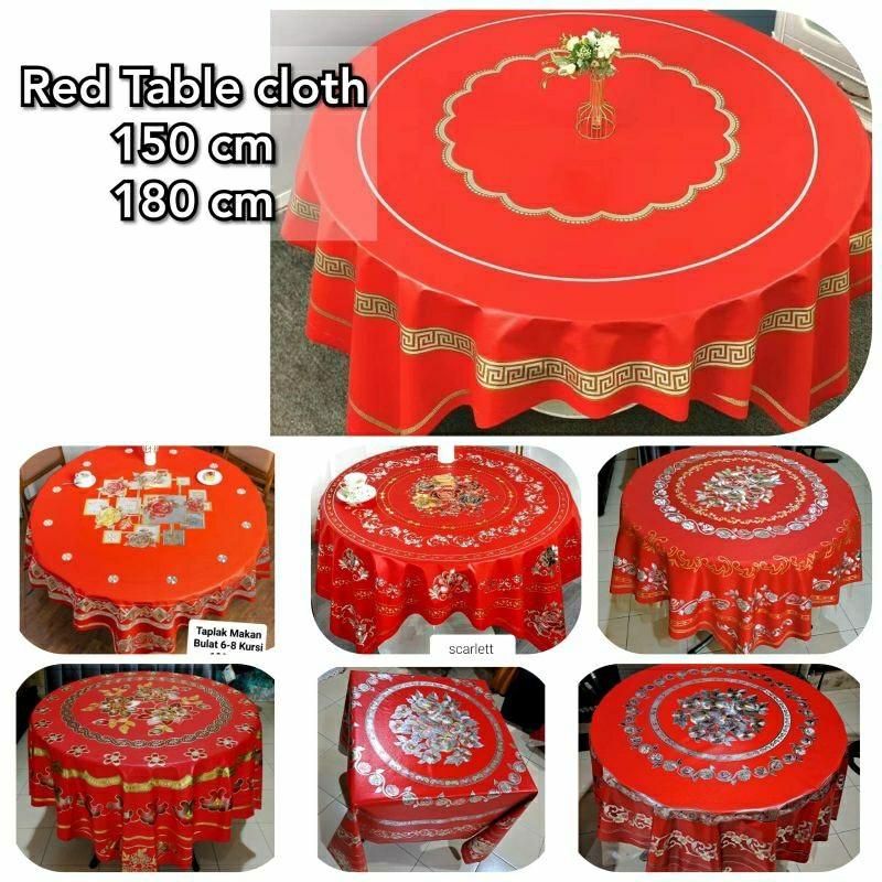 Taplak Meja Natal Imlek Merah taplak makan natal model Persegi untuk Meja Bulat dan Persegi