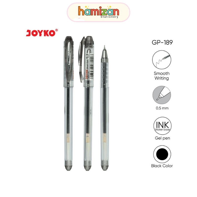 

( 1 pcs ) Gel Pen Pulpen Pena Joyko GP-189 Oval Gel 0.5 mm warna hitam ( Harga 1 pcs ) / Gel Pen / Pulpen / Pena Joyko GP-189 / Oval Gel / 0.5 mm - Black Murah Berkualitas