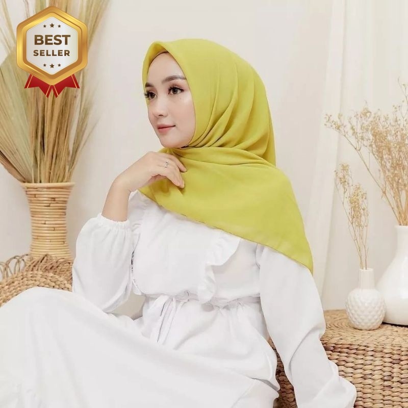 Fashion shop kerudung segi empat BELLA SQUARE warna lemon