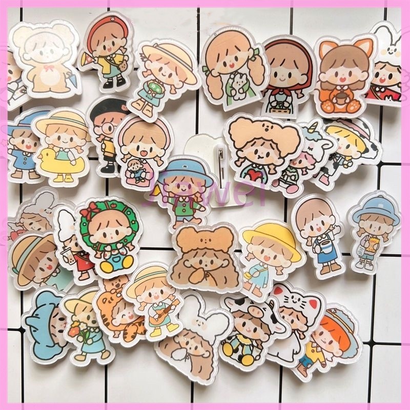 Jiawei Pin akrilik tas aksesoris 1 buah bros/kreatif lucu pakaian liontin lencana lucu versi Korea/P